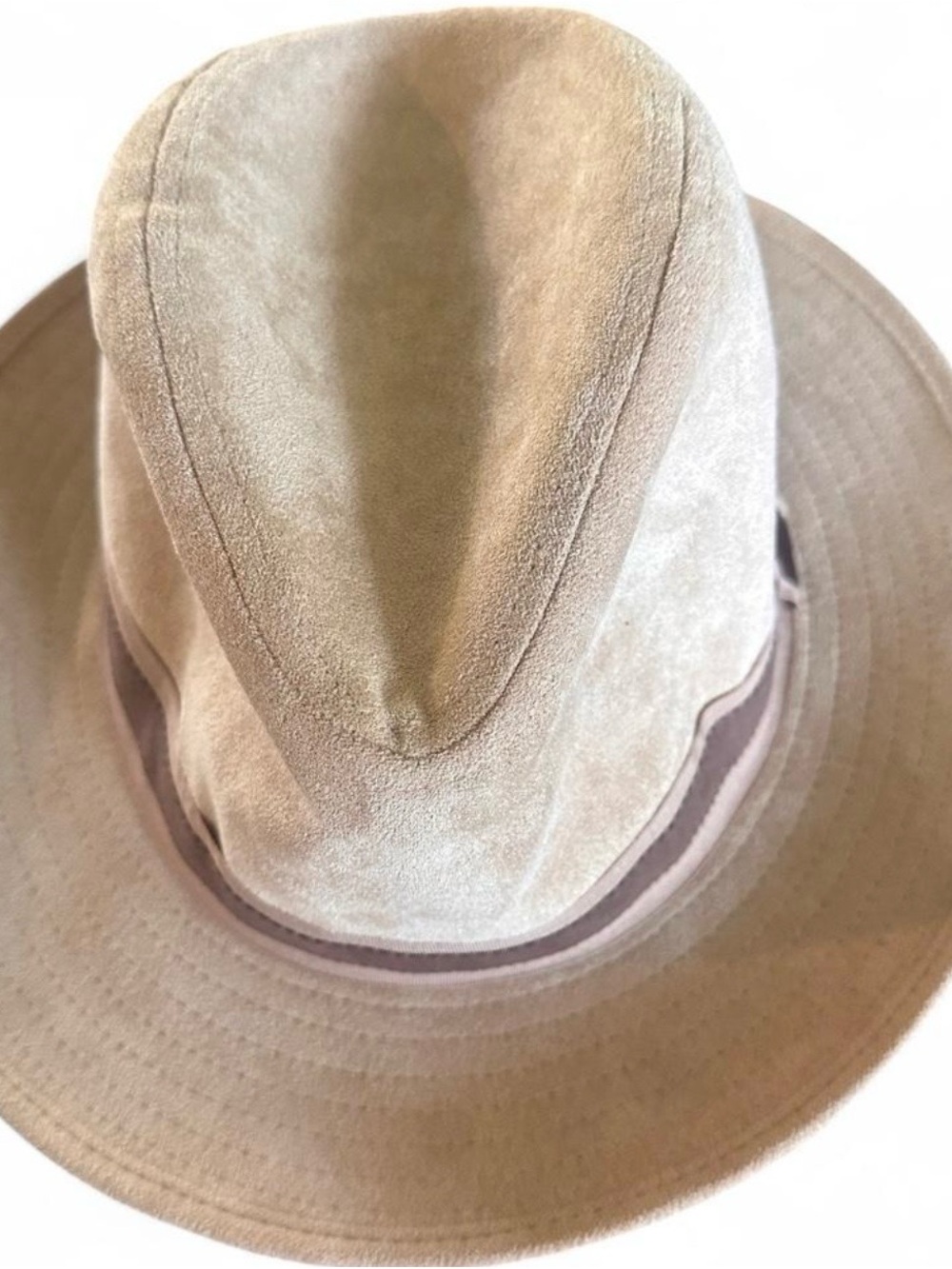 Daniel Cremieux Tan Suede fedora Hat with 2 tone brown Trim
